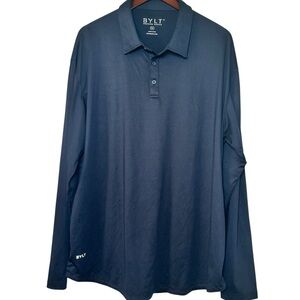 BYLT Premium Basics Mens XXL Navy Blue Long Sleeve Polo Shirt Golf Performance